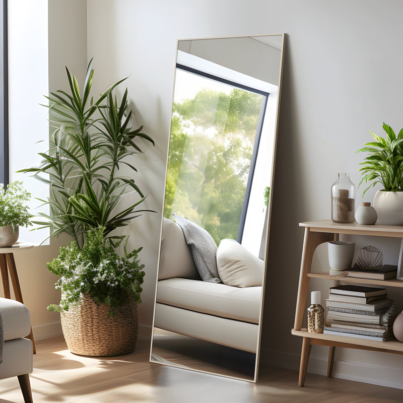 Miroir pleine grandeur de 64 po x 21 po Jolien Modern & Contemporary, Bois naturel