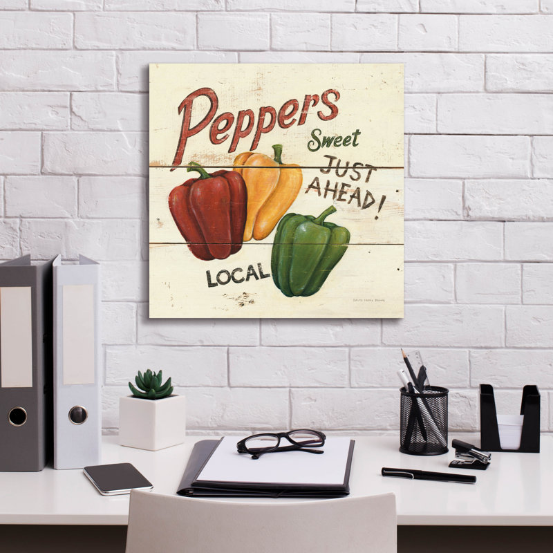 "Epic Graffiti" Sweet Peppers "par David Carter, art mural sur toile brune, H 18 po x l 18 po x P 0,75 po