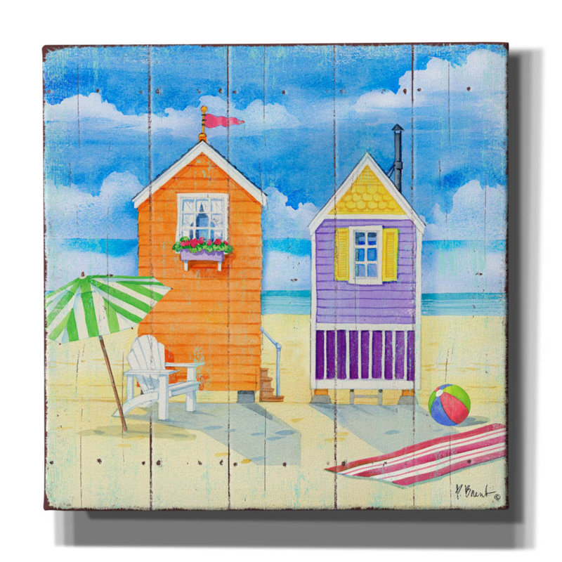 «Beach Huts Square I» par Paul Brent, reproduction d'art sur toile, H 26 po x l 26 po x P 1,5 po