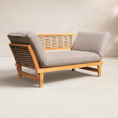  Lit de jour d'extérieur en teck de 79 po de largeur avec coussins SunbCushions