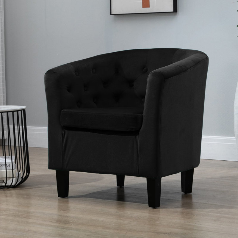 Tarbes Velvet Barrel Chair, Black