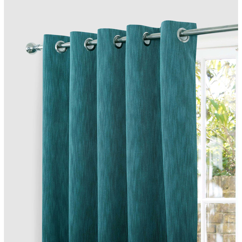 Gardunio Blackout EYELET/RINGTOP Curtain Pair, Teal, 165 x 137 cm