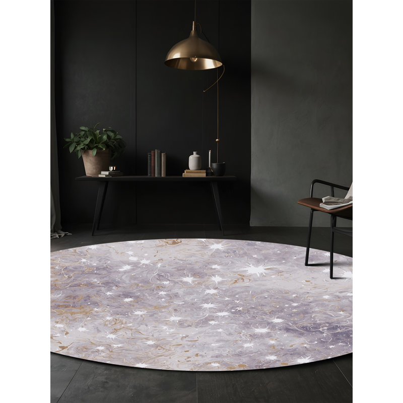 Machine Washable Beige Area Rug, Round 6'
