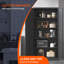 Armoire de rangement 72 po en métal robuste avec serrure - étagère de garage noire