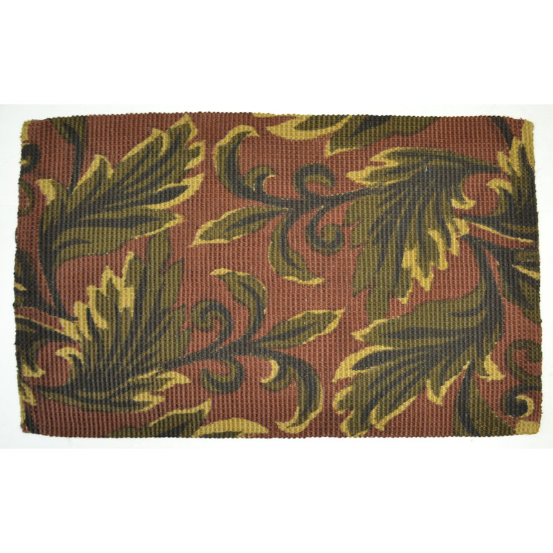 Tapis floral en jute marron / doré 2 pi x 3 pi Juwanna, Rectangle 2 pi x 3 pi