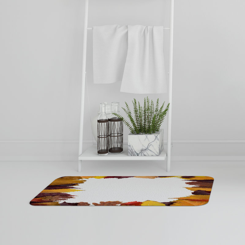 Aiva Non-Slip Bath Rug, Orange/Brown Floral 9