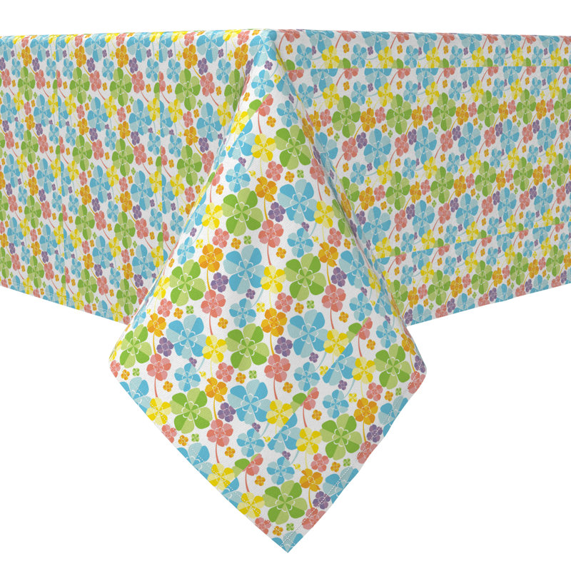 Rectangular Floral Cotton Twill Tablecloth, 60'' D x 84'' L