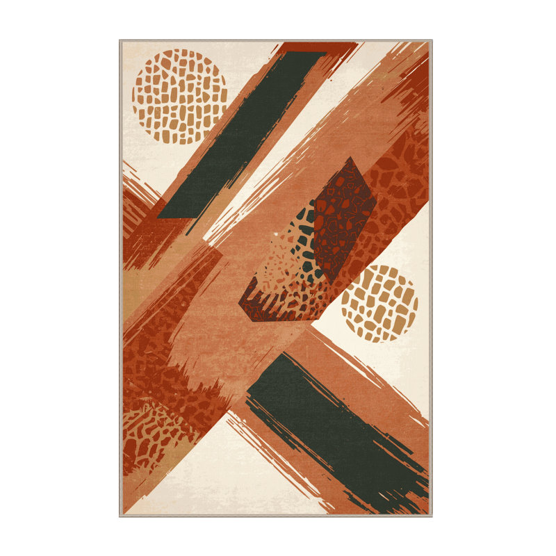 Machine Washable Carlstadt Bohemian Geometric Rug in Pink – Beige Binding, 3x5