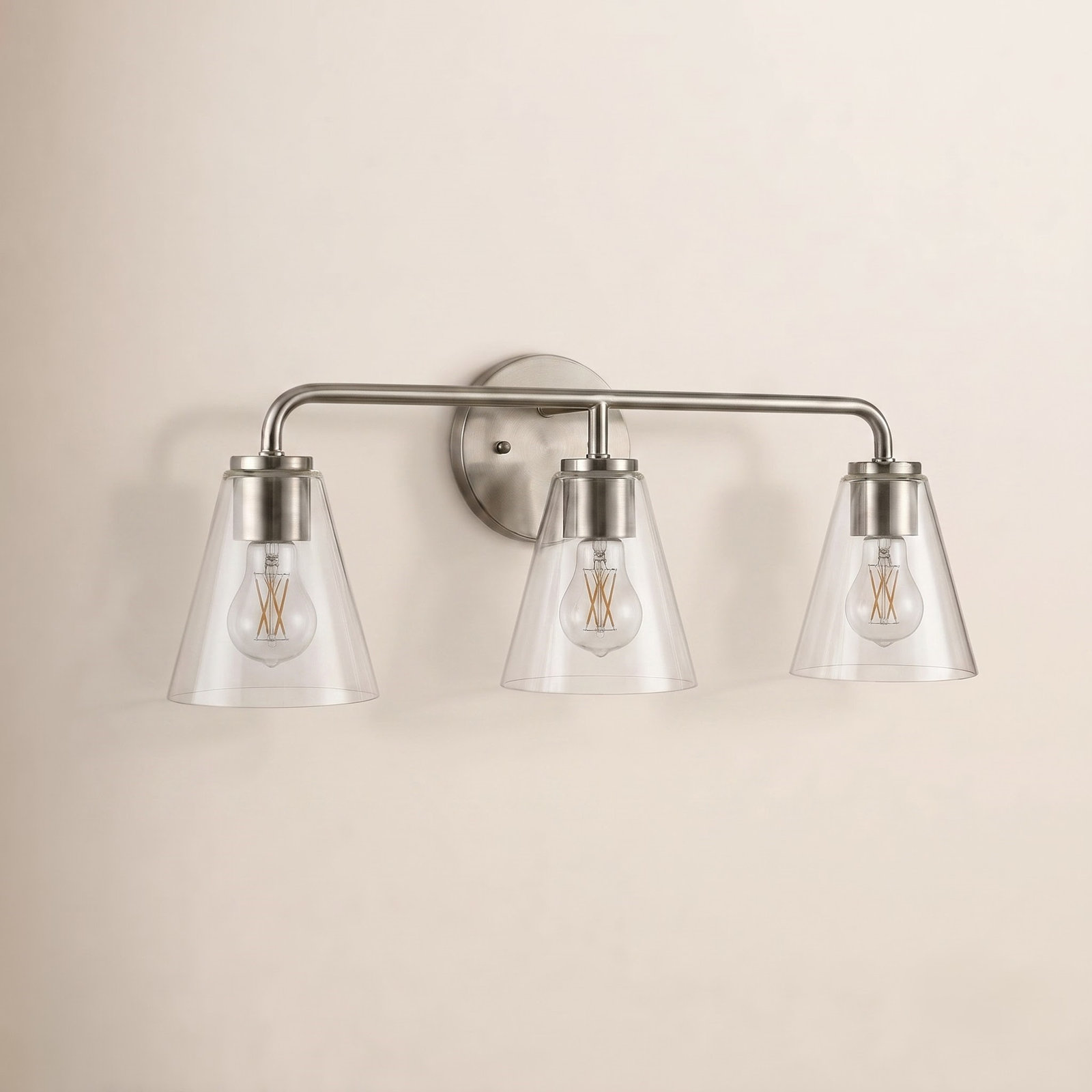  Hayden Dimmable 17"W 2-light Bath Vanity , Clear, Brushed Nickel, 3