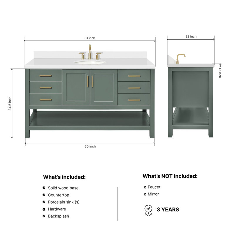 Magnolia Bath Vanity Rectangular Basin S061SWQ, Oval, Vintage Green