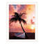 Palmier coucher de soleil noir, impression encadrée