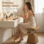 Tabouret de coiffeuse rembourré réglable en hauteur avec repose-pieds intégré, idéal pour la chambre, le salon ou l'entrée, brun-49736858
