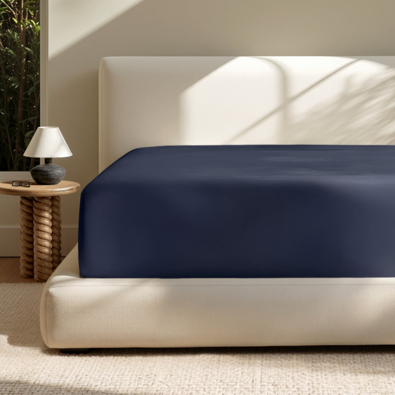 Extra Deep Microfiber Fitted Sheet, Queen Fitted Sheet, Midnight Blue