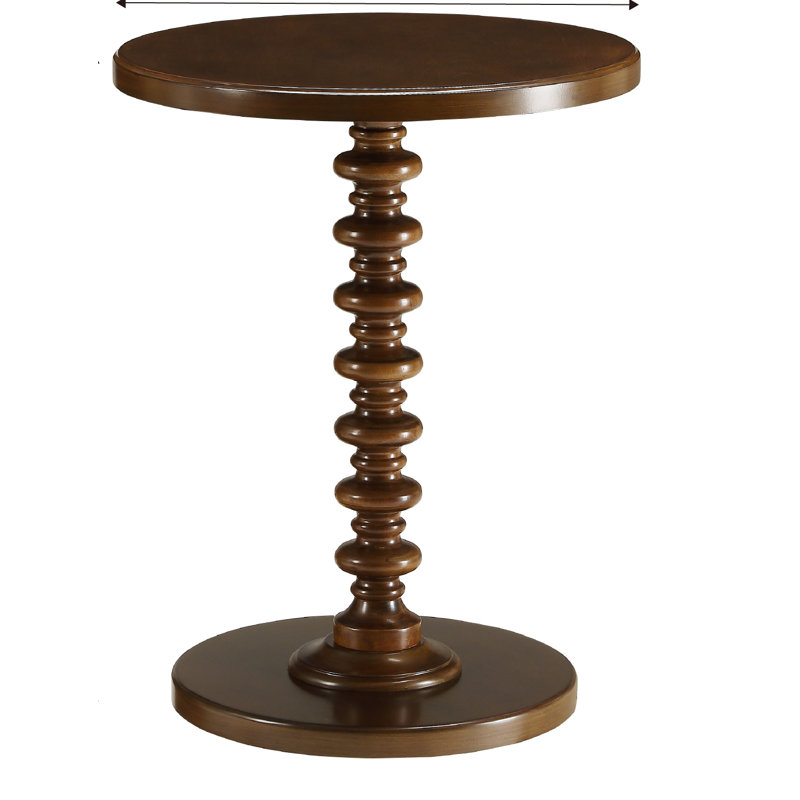 Walnut Round Wooden Side Table, Walnut