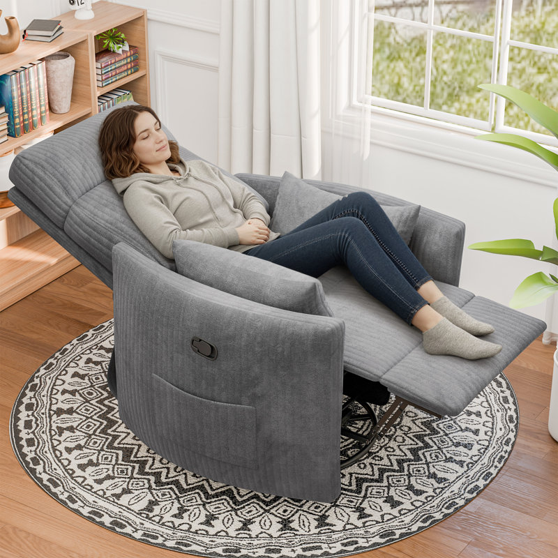 Rotating Massage Recliner with Ring-style Armrests – Single-seat Sofa with Massage Functions, Armrest Pillows,and Side Pockets,Suitable for Living Rooms,Bedrooms,Home Theaters,and Offices