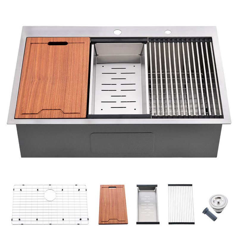 33 " L Drop-In Single Bowl Stainless Steel Kitchen Sink