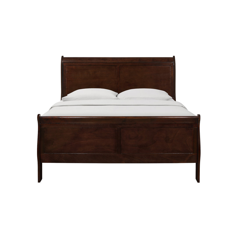 Fahim Sleigh Bed, Queen, Brown Cherry