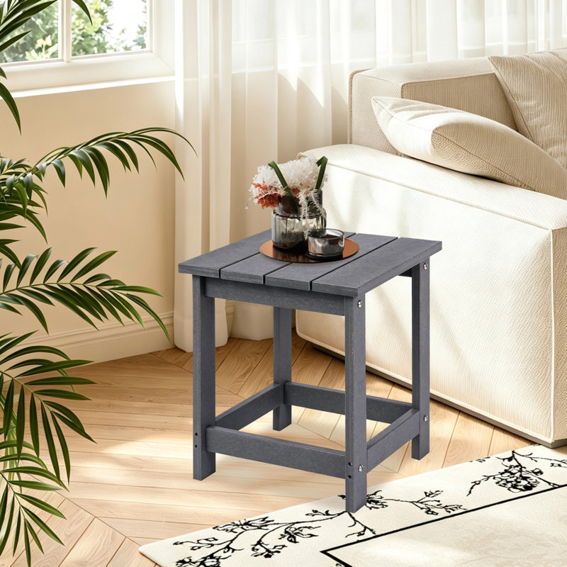 Denarrius Adirondack Outdoor Side Table ,HDPE Patio Table with Easy Maintenance and Weather resistance, Gray