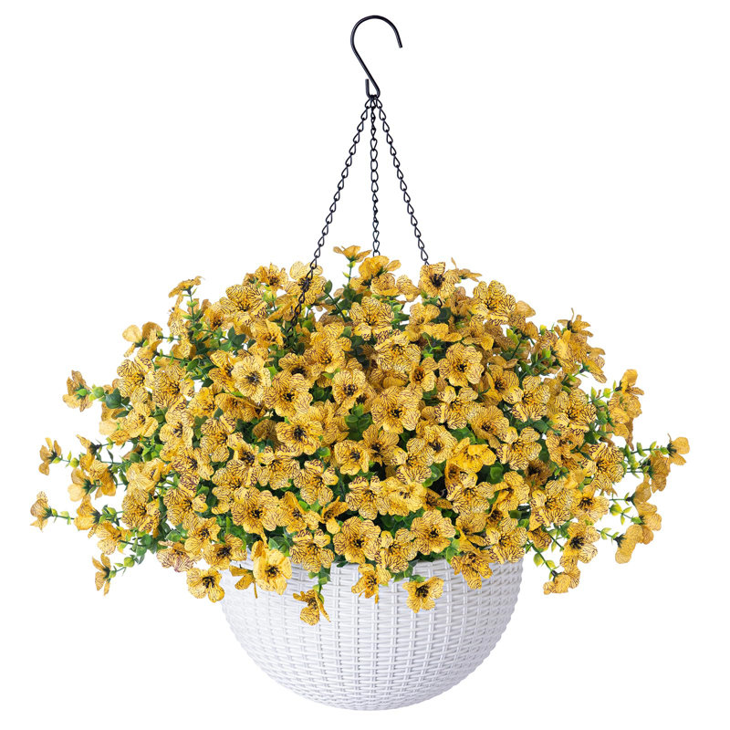 Daisy Hanging Basket Arrangement in Basket, Yellow