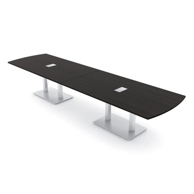 Pavert Arc Rectangle Conference Table with Double Metal Post Base | Electrical Unit