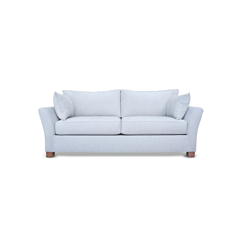 Canapé à accoudoirs évasés de 84 po DUCAS, 60", Blanc Lena, Noyer