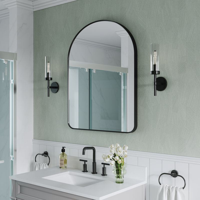 Miroir de salle de bain Morden, 36 po x 28 po, Noir mat