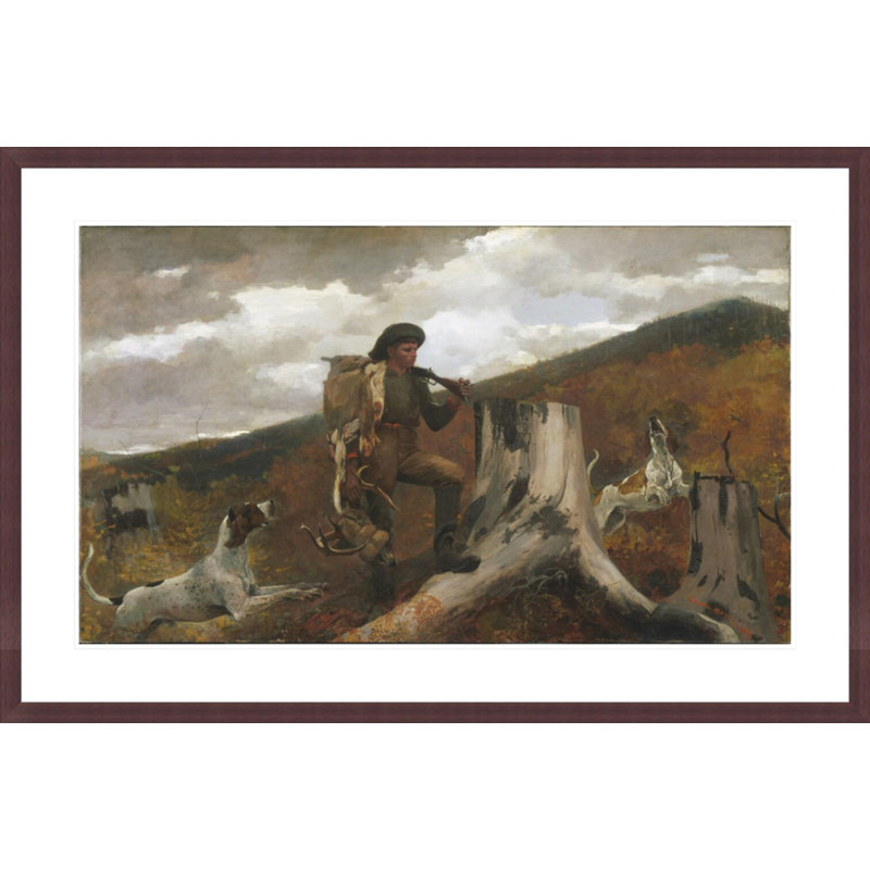 «A Huntsman and Dogs» par Winslow Homer - impression giclée encadrée, H 27,46 po x l 41,5 po