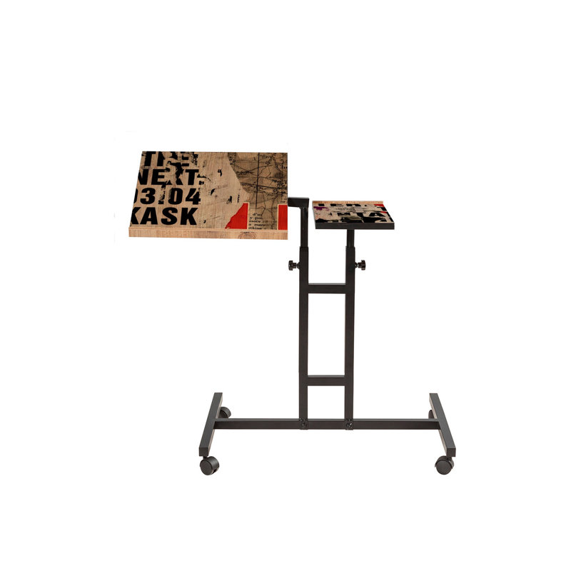 Eutropios Adjustable Metal Base Standing Desk, Atlantic Pine, Black