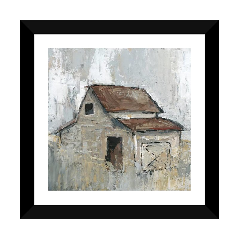 Grange à midi par Carol Robinson - reproduction d'art, Papier encadré noir, H 16 po x l 16 po x P 1 po