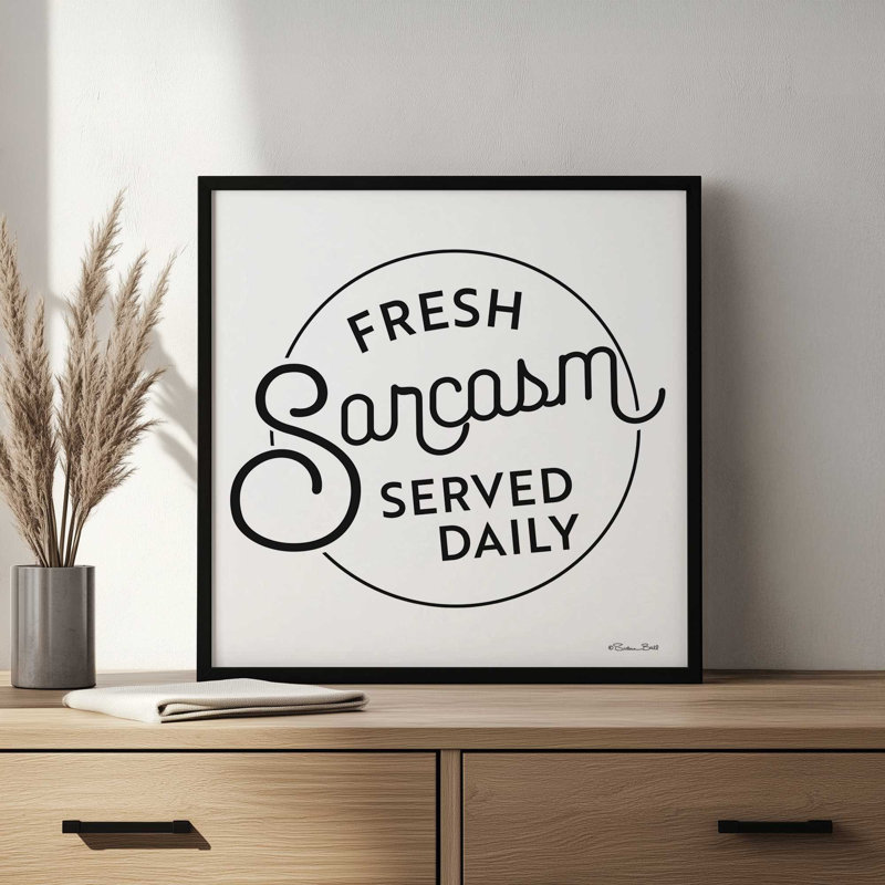 «Fresh Sarcasm Served Daily 2» par Susan Ball, reproduction d'art, H 31,5 po x l 31,5 po, Doré, Impression encadrée