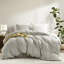 Housse de couette 3 pièces pour grand lit gris, mélange de rayonne de lin et de coton, utilisation peau toutes saisons, fermeture à boutons gris, combinaison, confort, attaches de coin, utilisation sécuritaire-120670557-120670558