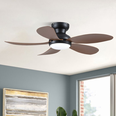 Ventilateur de plafond encastré à 5 pales à profil bas de 42 po avec lumière DEL, moteur à courant continu et télécommande