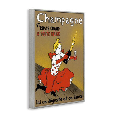 Antique Champagne Bottle & Woman Framed Giclee Art, design by Jean-Pierre Got