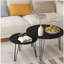 Ensemble de 2 tables basses gigognes rondes de 27,56 po, ensemble de tables de bout gigognes circulaires, plateau de table rond en marbre et base en métal robuste pour le salon, la chambre à coucher, noir