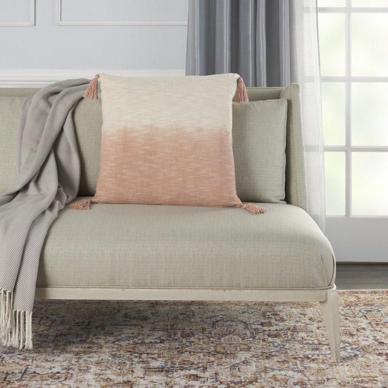 Ombre Tasseled Throw Pillow, 22"  x 22", Pink
