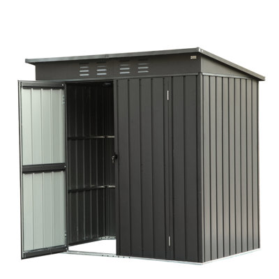 Remise de rangement pour la cour arrière - cadre en acier galvanisé et toit incliné avec porte verrouillable en métal 5 x 3 pi, serrure noire