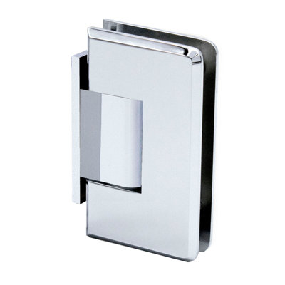 FHC PRES06CH Preston Square Wall Mount Offset Short Back Plate Hinge, Brass Material, Self-Centering, 3/8" To 1/2" Glass Thickness, Polished Chrome Finish