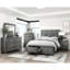 Grand lit plateforme gris rustique avec rangement fonctionnel et captivant