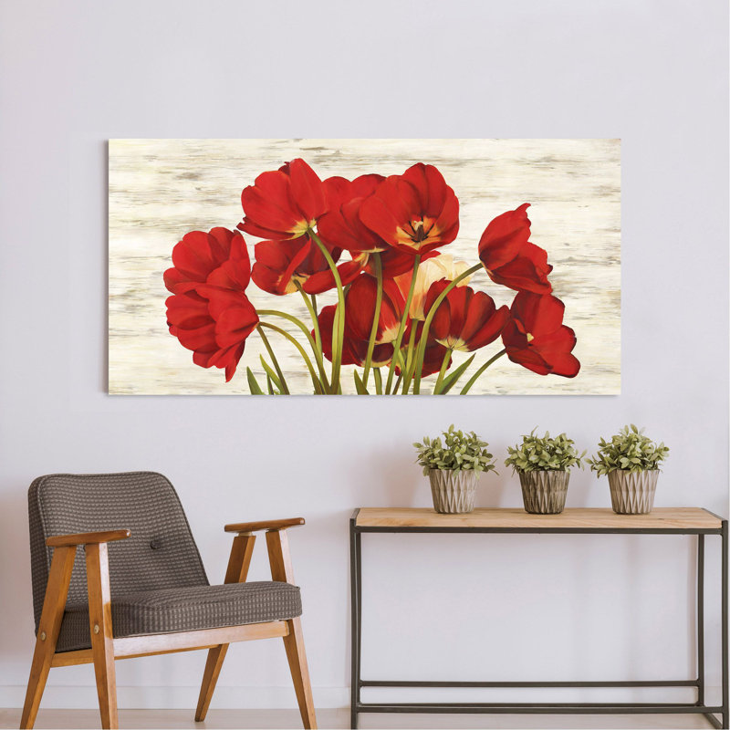 French Tulips by Serena Biffi - Wrapped Canvas Painting, 50cm H x 100cm W x 4cm D