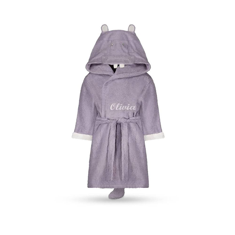 Peignoir de cheville avec capuche pour enfants, L