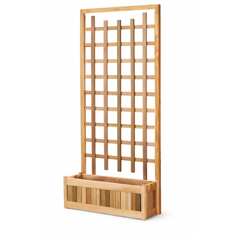 Boîte à fleurs en bois à treillis 80 po x 32 po pour plantes grimpantes, intimité de patio et décoration de jardin