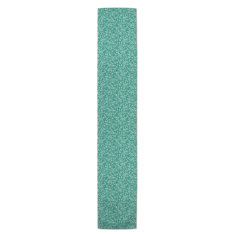 Maribeth Geometric Table Runner, 90" x 16", Floral, Teal