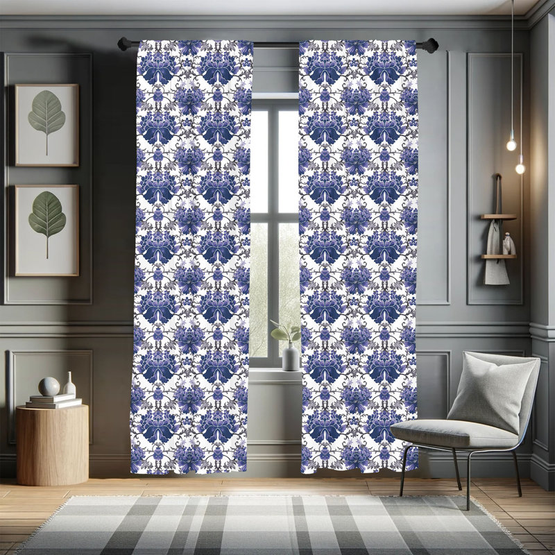 Floral Semi-Sheer Rod Pocket Sliding Panel, 28" x 95"