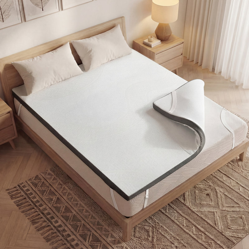 Memory Foam Mattress Topper With Soft Ventilated Mattress Pad Cover, Bed Topper For Back Pain & Pressure Relief, Queen, 3"