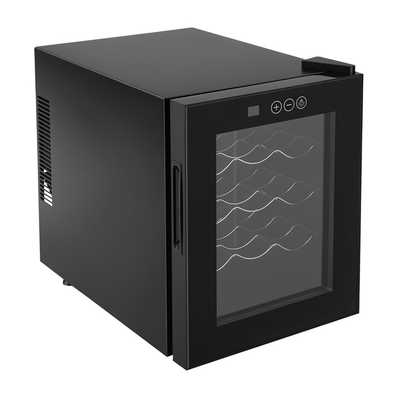 Cave à vin thermoélectrique à 12 bouteilles, réfrigérateur à vin autonome avec température réglable et éclairage DEL