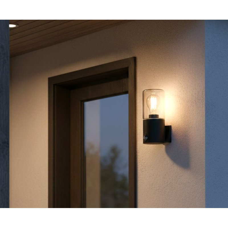 Black 21cm H Outdoor Armed Sconce
