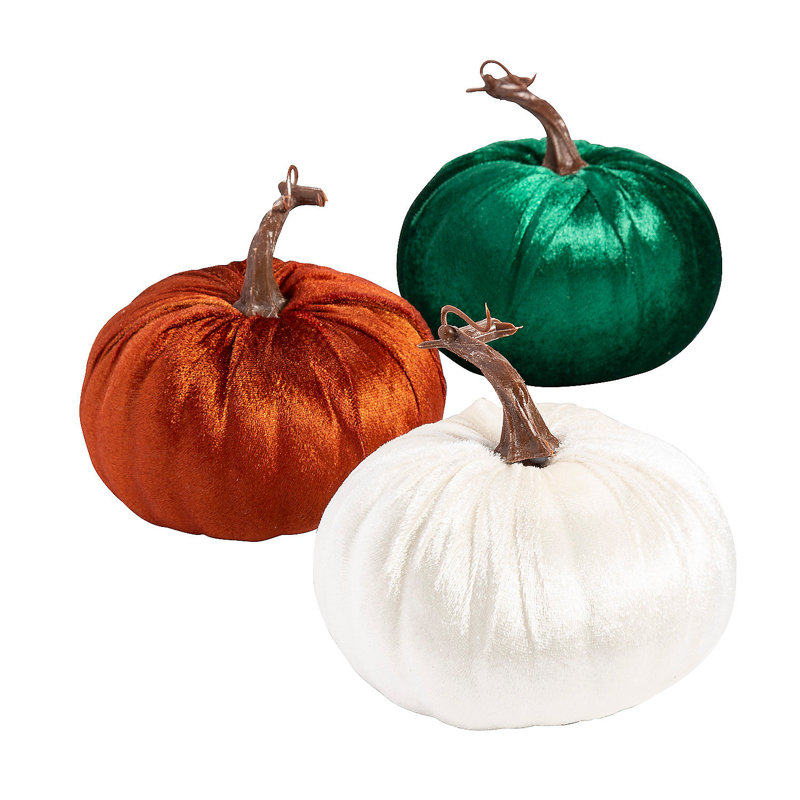 Fun citrouilles d'automne en velours - 3 pièces