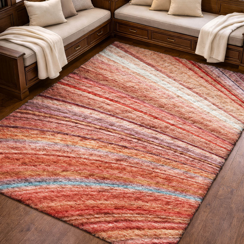 Tapis à poils longs de qualité supérieure lavable à la machine Dream ADS585, Terracotta, 5' x 7'6"