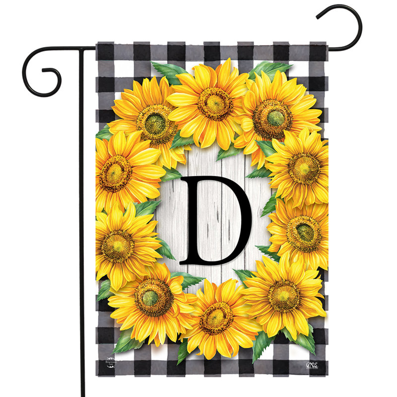 Drapeau de jardin tournesols monogramme D