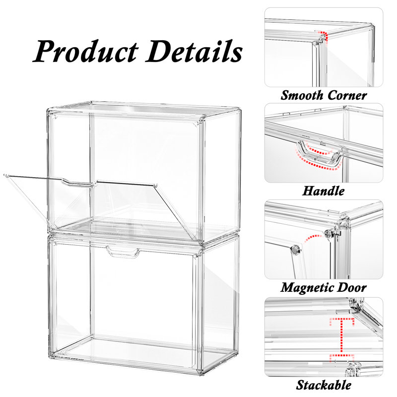 6-Piece Acrylic Display Case for Purse and Handbag, Stackable Storage Boxes Organizer